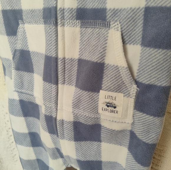 Carter's Little Explorer Hooded Cold Weather Suit Footless Pockets Plaid 24 Mo - Picture 4 of 9